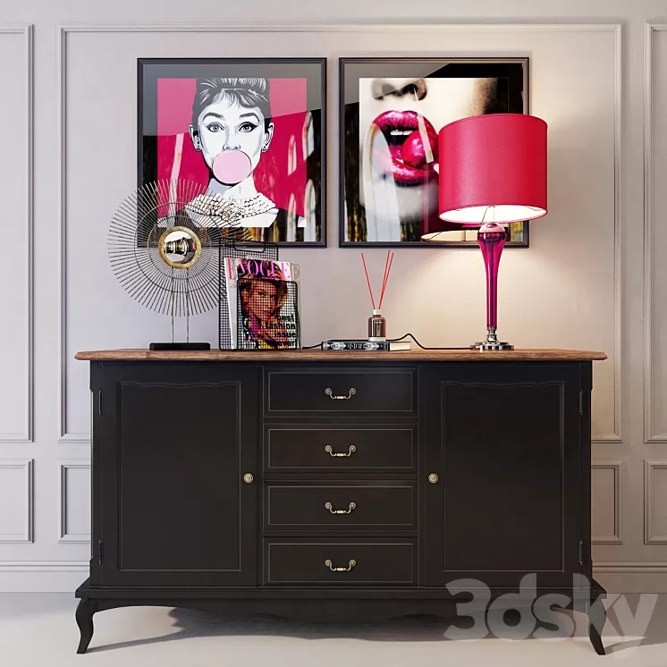 Chest of leontin Black 4/2. Whatnot 3D Model