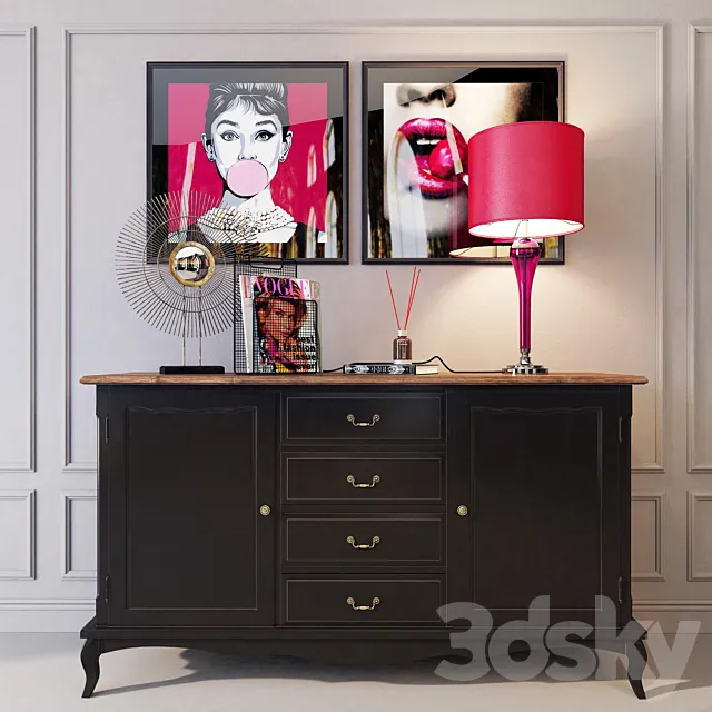 Chest of leontin Black 4_2. Whatnot 3DModel