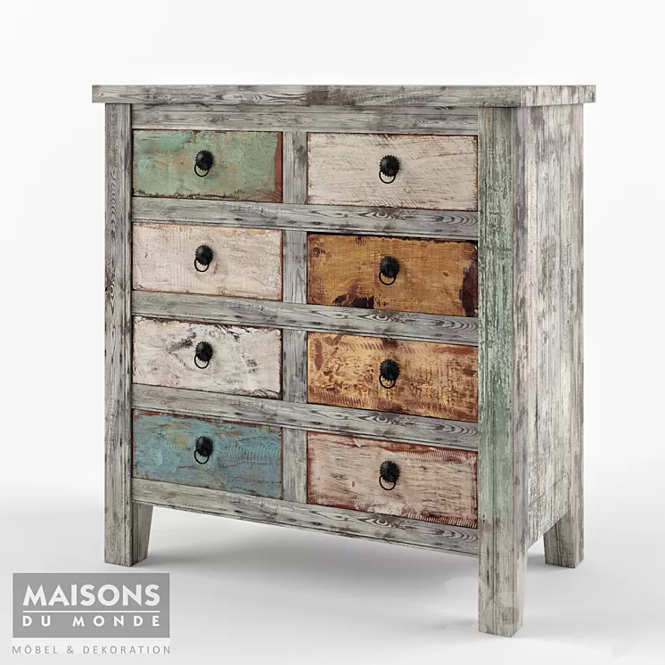 Chest reconstituted wood Maisons du Monde Calanque 3D Model