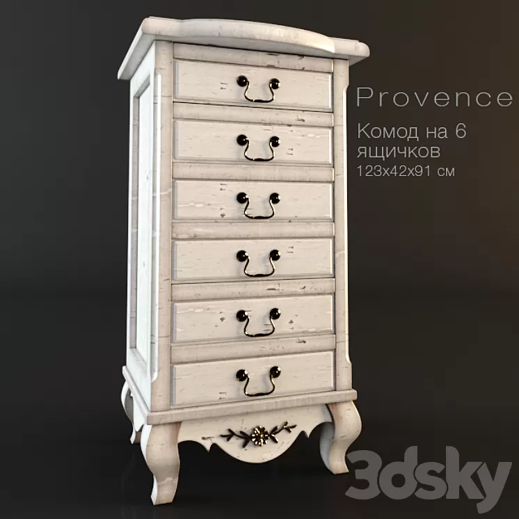 Chest-style Provence 6 drawers 3D Model