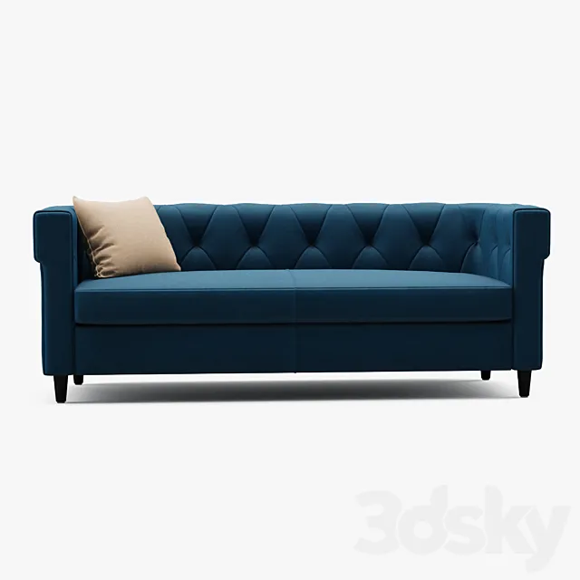 Chester tufted upholstered sofa 3D Model
