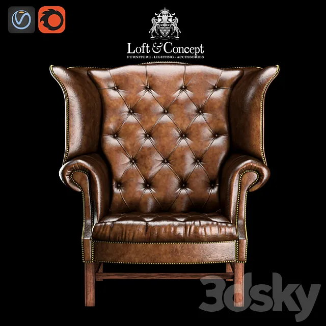 CHESTERFIELD HIGH BACK WING CHAIR 3DModel
