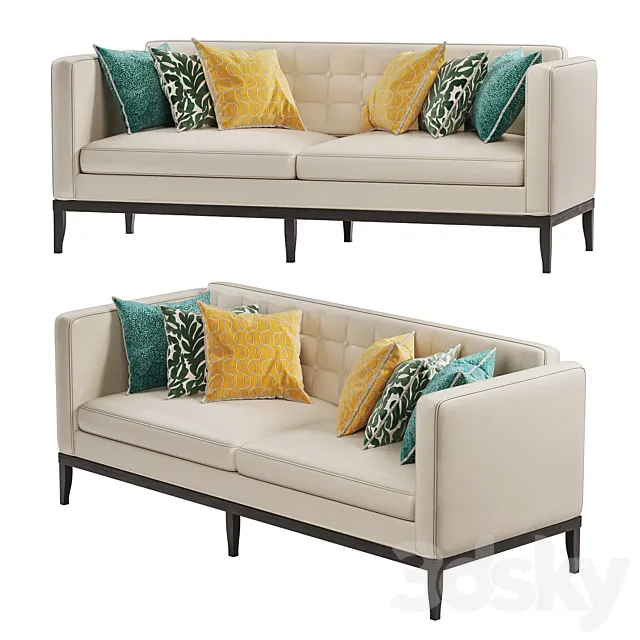 Chesterfield Sleeper Sofa Modern Gray Leather Old School S 3D Model