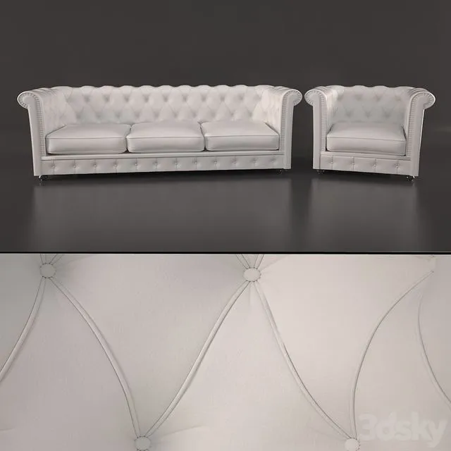 Chesterfield sofa by Piero Lissoni 3D Model