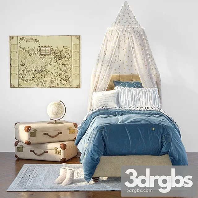 Chesterfield Upholstered Bed by Pottery Barn 3D Model Free