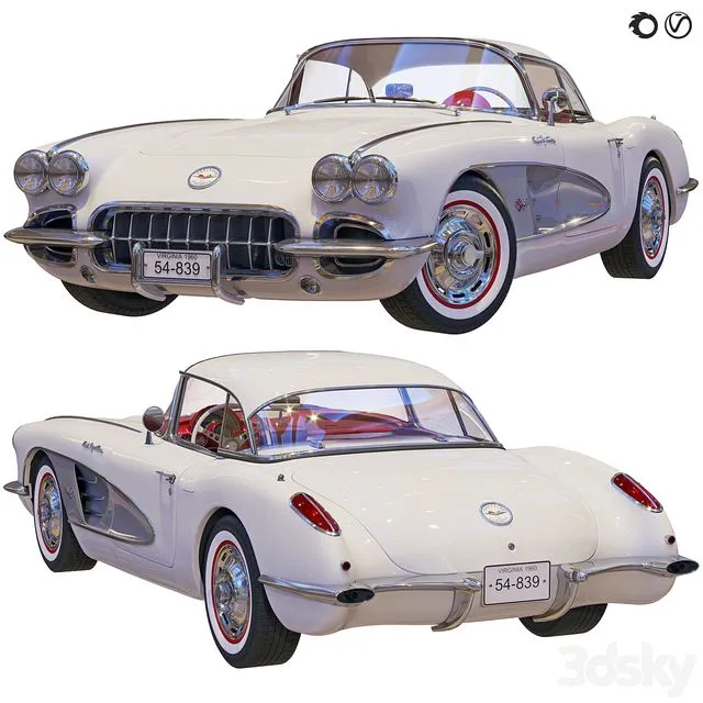 Chevrolet Corvette Coupe 1960 With A Roof 3D Model