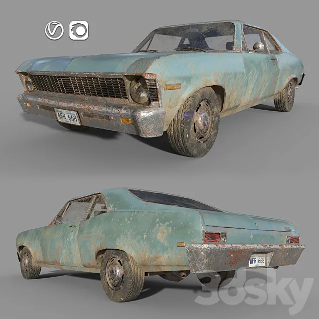 Chevrolet Nova 1969 Low Poly 3D Model