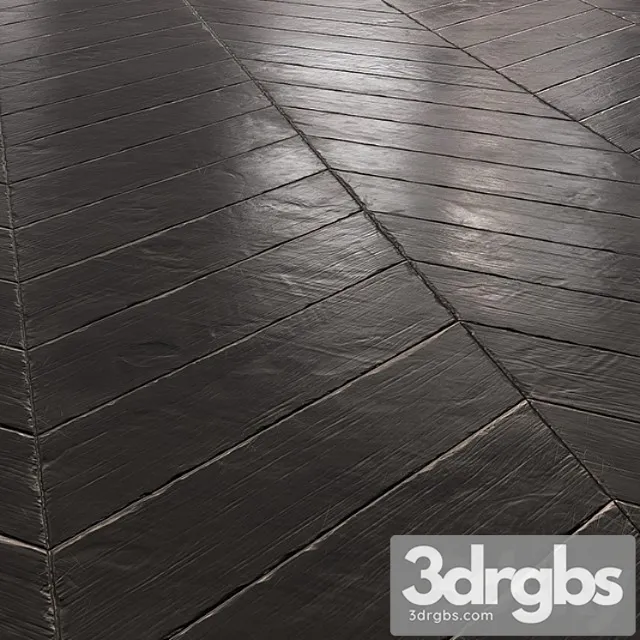 Chevron Parquet Black Aged 3D Model Free