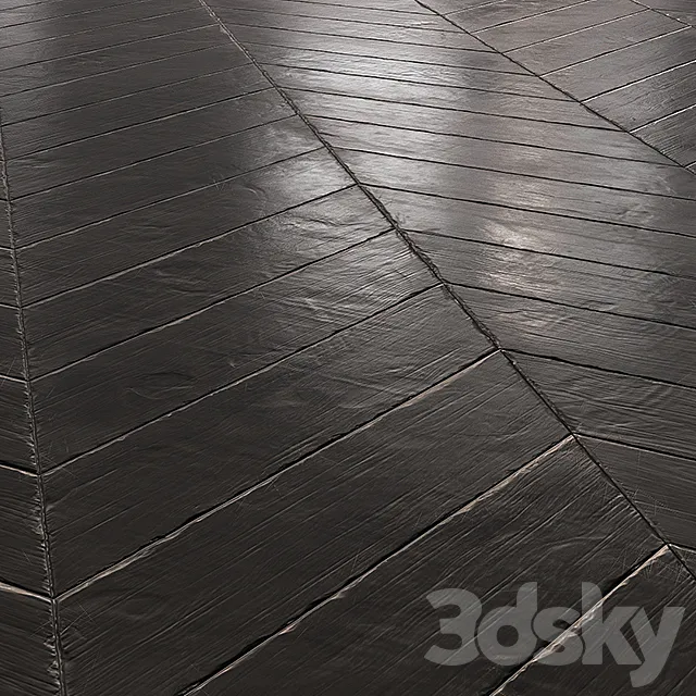 Chevron Parquet - Black Aged 3DModel
