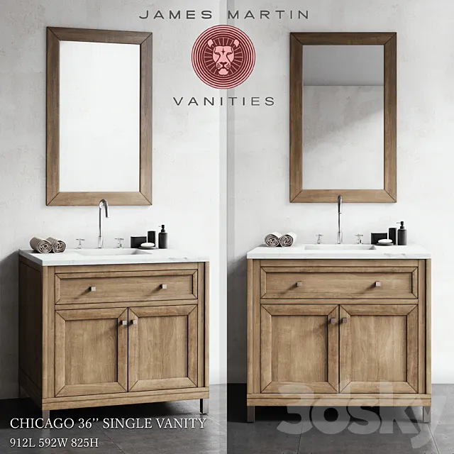 Chicago 36 '' single vanity 3D Model