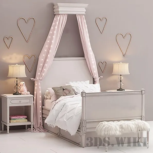 child-room - Baby & Child Bellina Panel Bed 3D Model