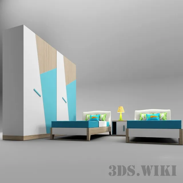 child-room - Beautiful furniture for the nursery 3D Model