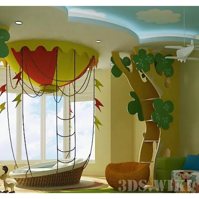 child-room - Bed - balloon for children 3D Model