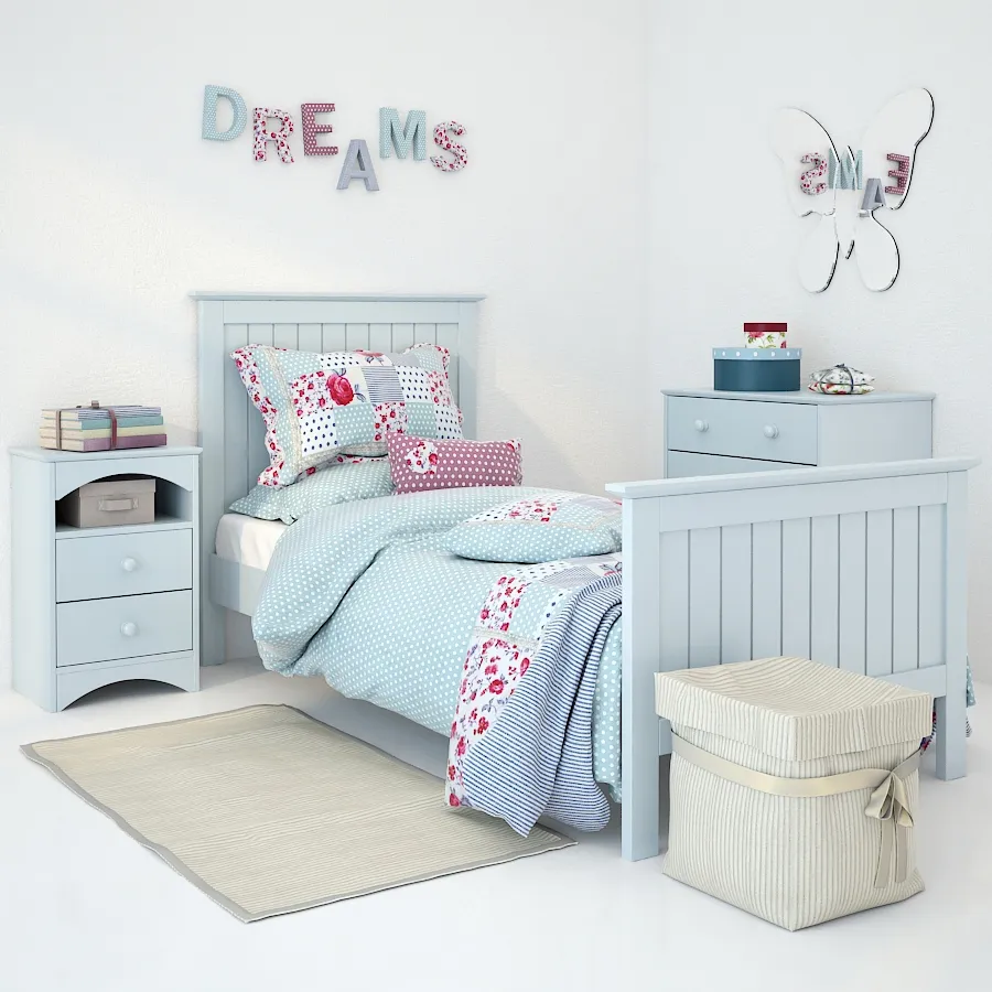 child-room - Bed Barney Blue 01 3D Model
