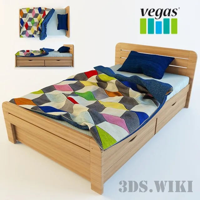 child-room - Bed with mattress Vegas 3D Model