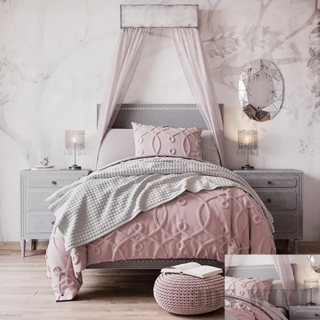 child-room - Child Bed MARCELLE UPHOLSTERED 3D Model