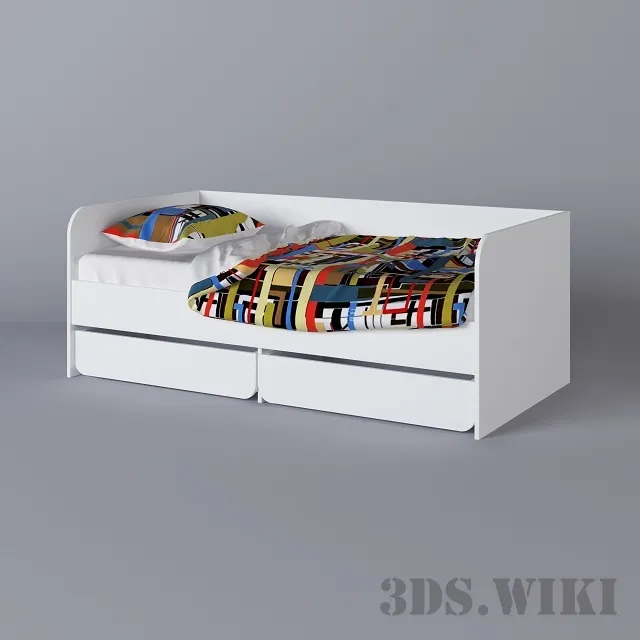 child-room - Children's bed with bed linen 3D Model