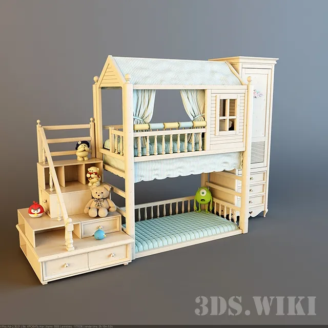 child-room - Children's bunk bed 3D Model