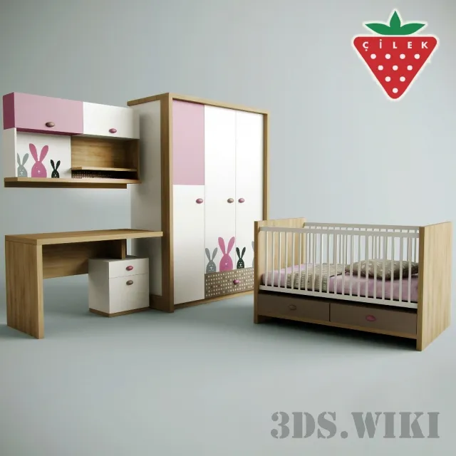 child-room - Children's Cilec NewJoy - Pink Bunny Series 3D Model