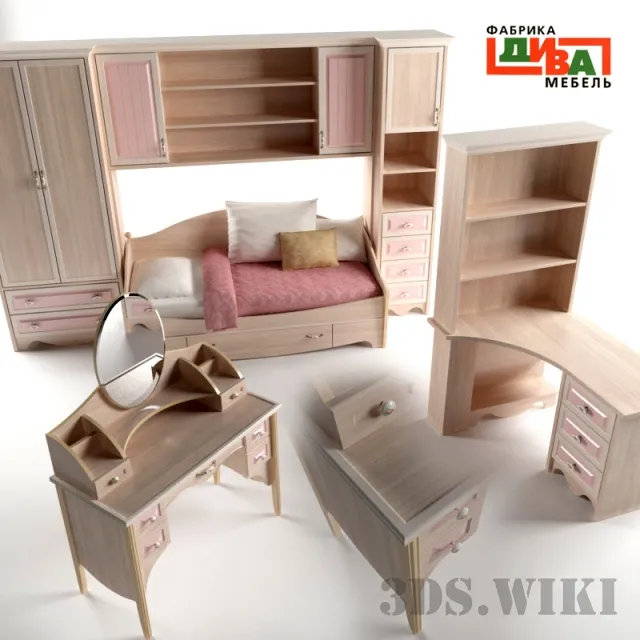 child-room - Children's furniture Nicole ART Diva furniture 3D Model
