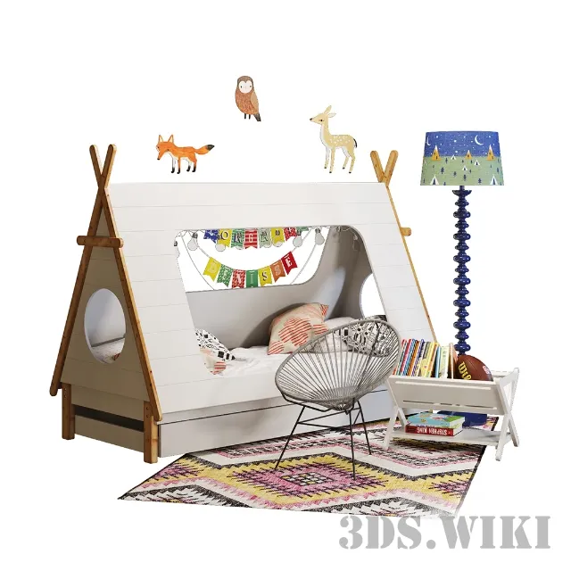 child-room - Children's room bed and decor 3D Model
