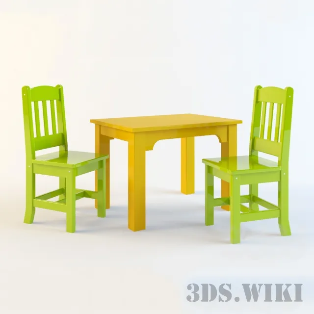 child-room - Children's table and chairs 3D Model