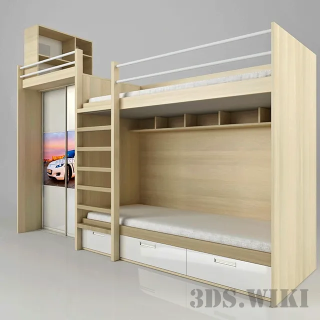 child-room - Children's two-story bed Bunk Bed 3D Model
