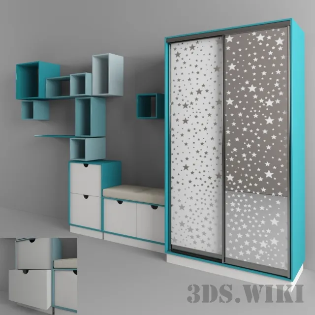 child-room - Contemporary shelves and cabinets 3D Model