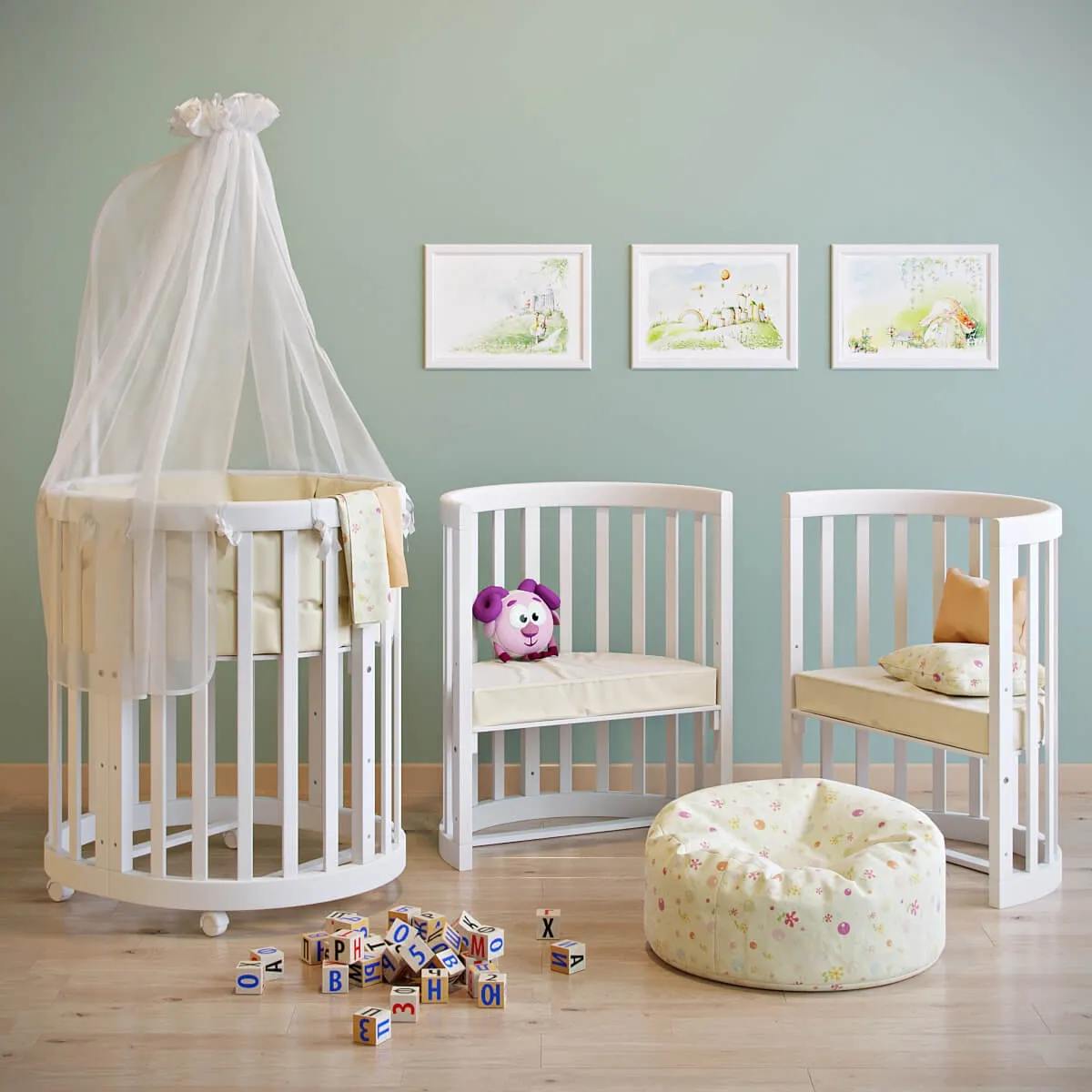 child-room - Cradle and chair 01 3D Model