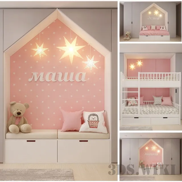 child-room - Cribs and wardrobes for children 3D Model