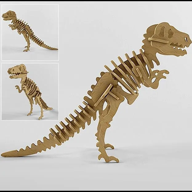 child-room - Dinosaur made of wood 3D Model