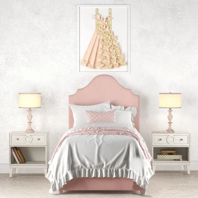 child-room - MIA Upholstered bed set Restoration Hardware 3D Model