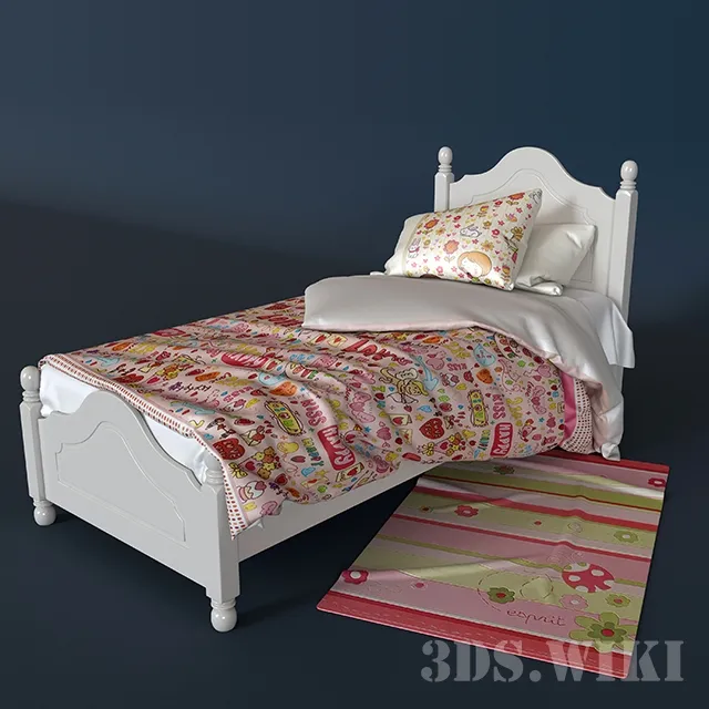 child-room - Provence style baby bed 3D Model