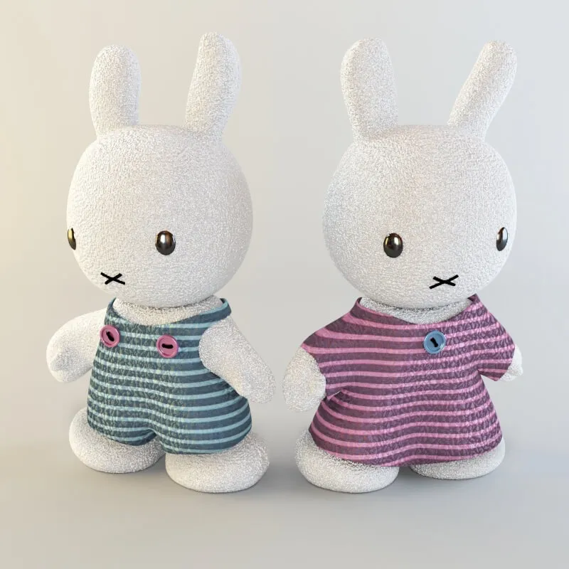 child-room - Rabbits soft toys 3D Model