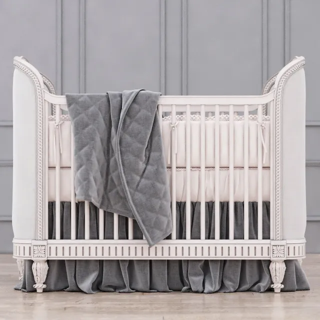 child-room - RH Belle upholstered Crib 8 3D Model