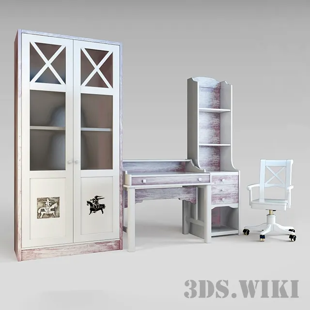 child-room - Set of old children's furniture 3D Model
