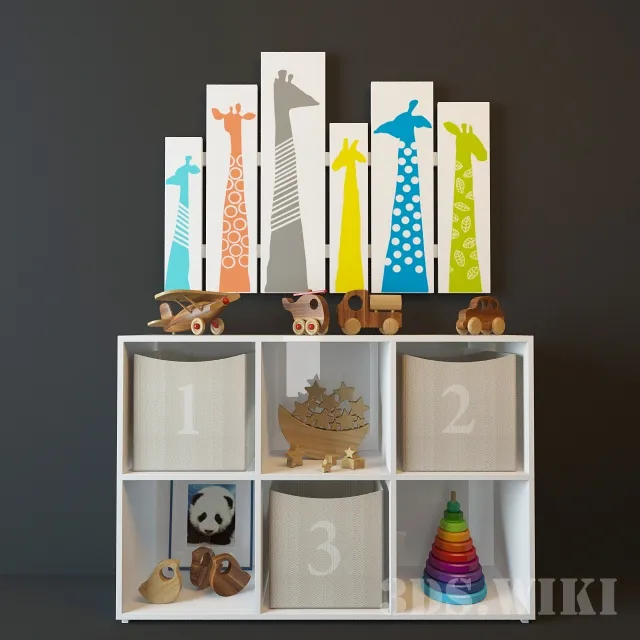 child-room - Set of wooden toys 3D Model