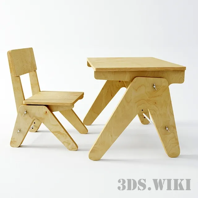 child-room - Table and chair for children 3D Model
