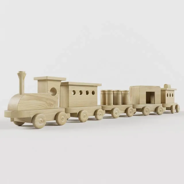 child-room - Train made of wood 5 3D Model