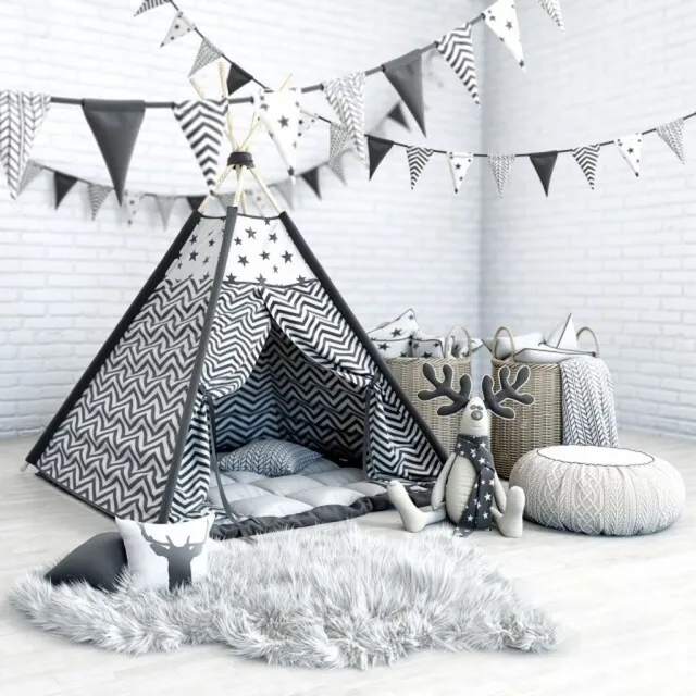 child-room - Wigwam with a mattress 3D Model