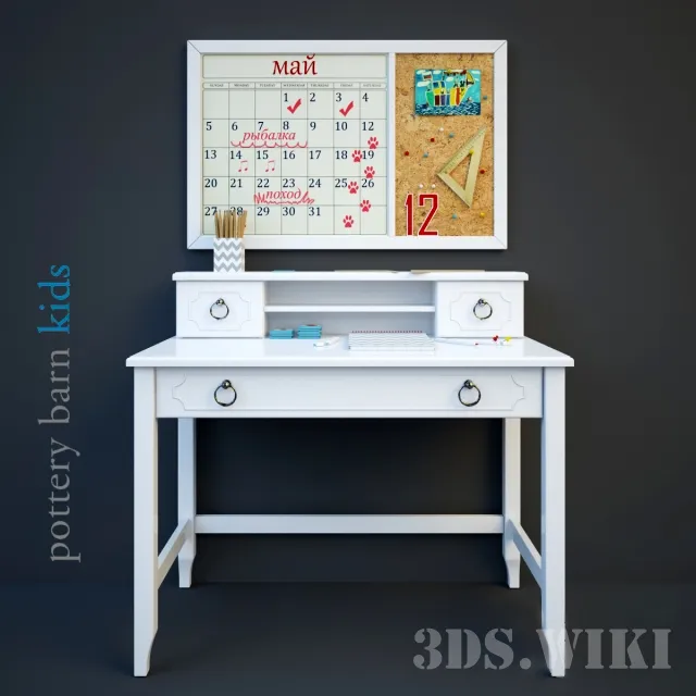 child-room - Writing desk by Ava Regency Pottery Barn 3D Model