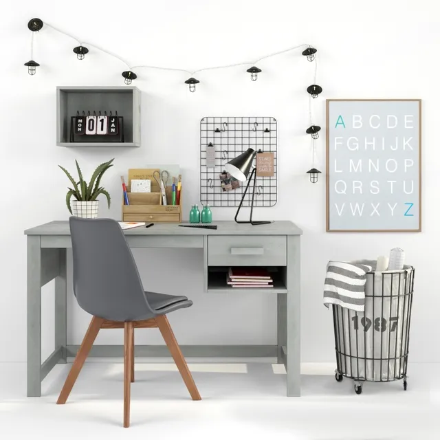 child-room - Writing Table and Decor 3D Model