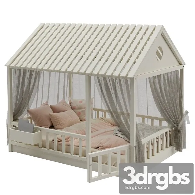 Children Bed With Columns No 3 3D Model Free