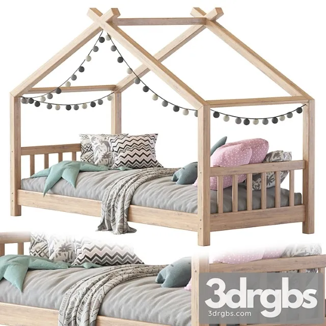 Children bed wood house