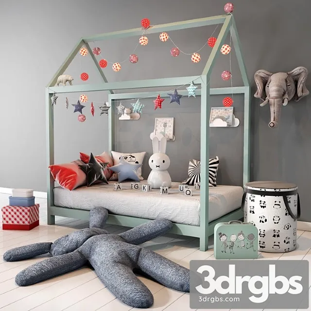 Children Bedroom Set 01 3D Model Free