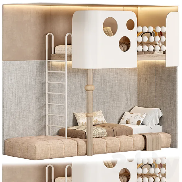 Children bunk bed Kids room 3D Model