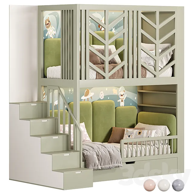 Children bunk bed Kids room 3D Model