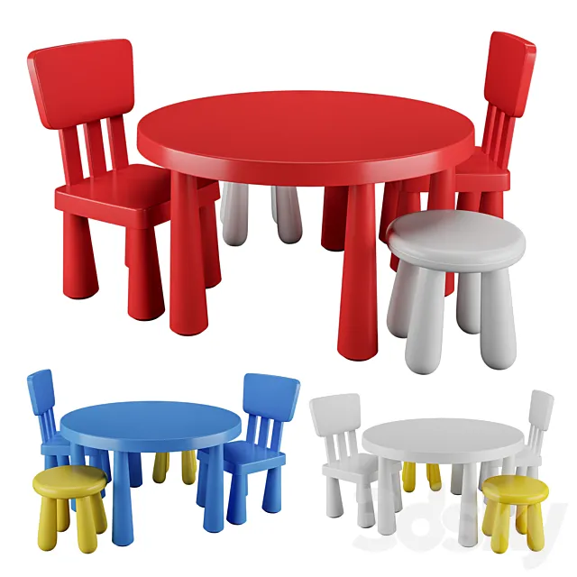 Children chair Children round table Mammut 3D Model