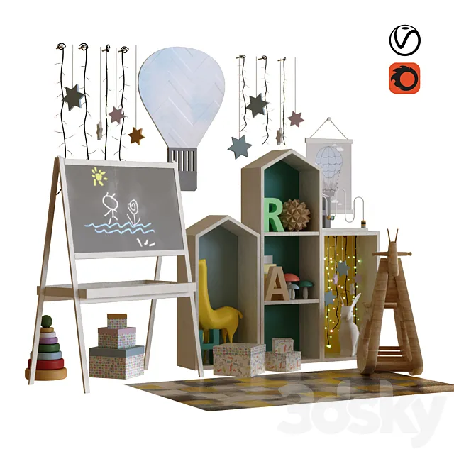 Children decor set 002 3D Model