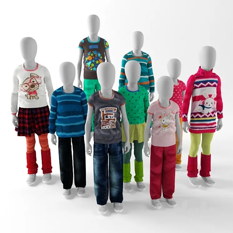 Children mannequins abstract 3D Model Free
